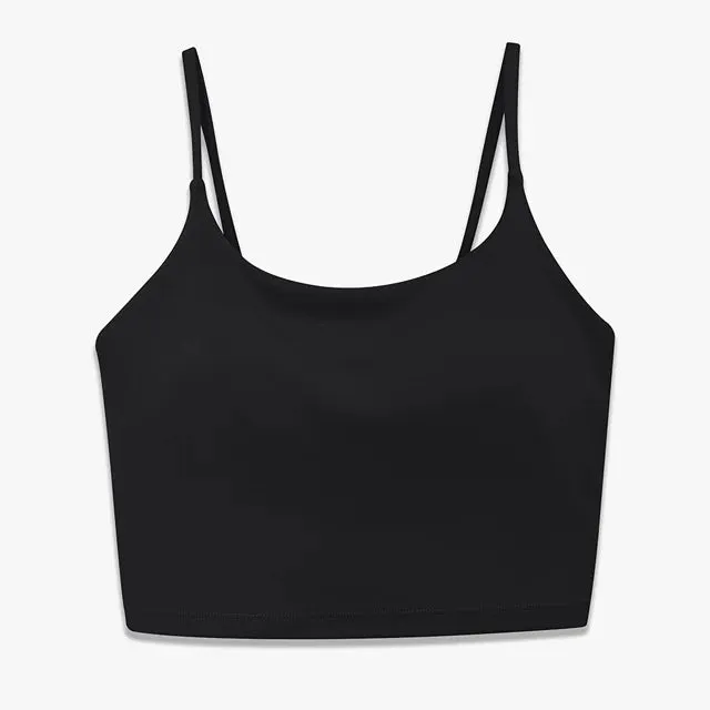 Buttery Soft Push-Up Sports Bras - Padded Backless Yoga Bra for Women with Built-In Bra, Spaghetti Strap Workout Gym Cropped Tank Top
