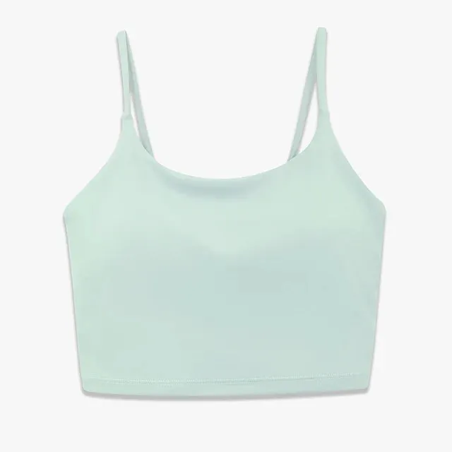 Buttery Soft Push-Up Sports Bras - Padded Backless Yoga Bra for Women with Built-In Bra, Spaghetti Strap Workout Gym Cropped Tank Top