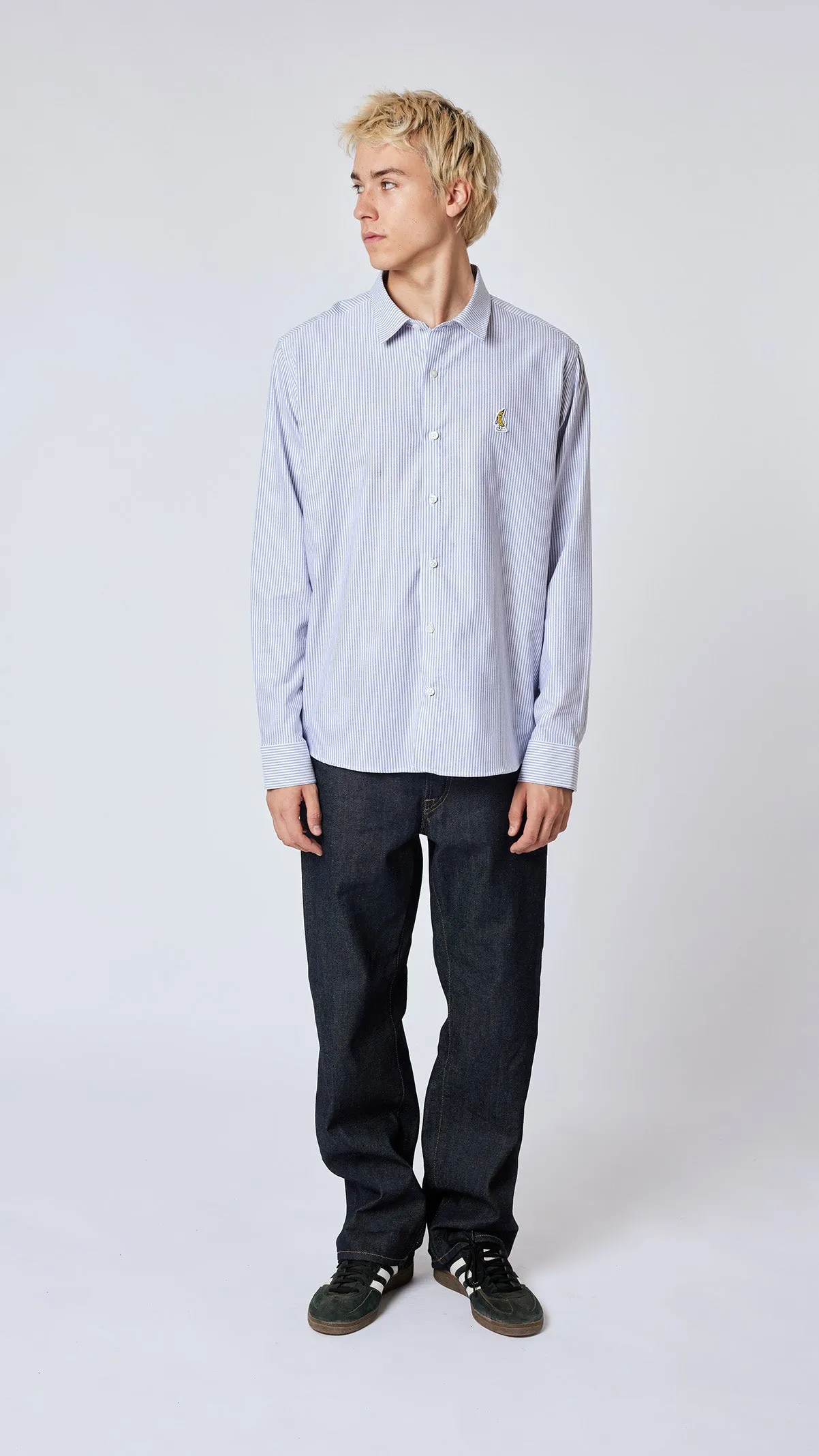 CAMISA BANANA STRIPES AZUL MARINO