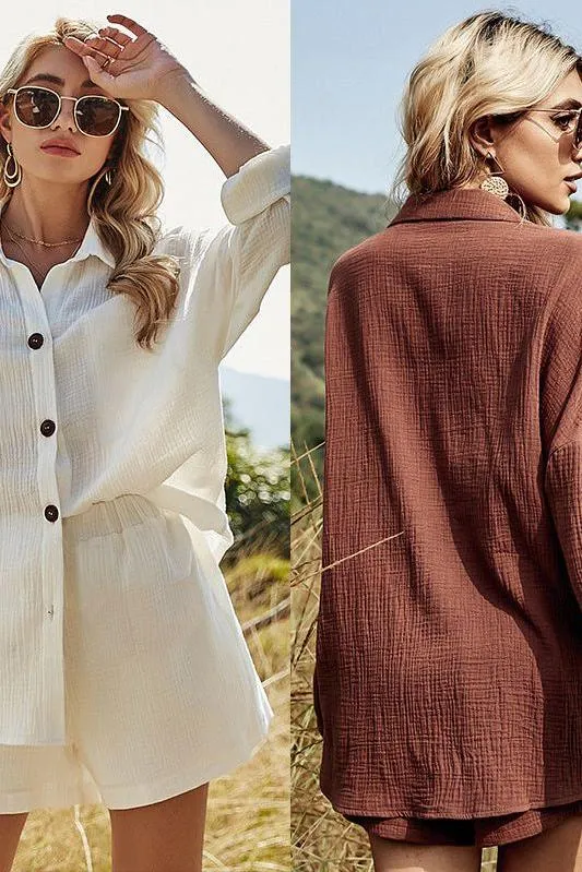 Cara Button-Up & Shorts Set
