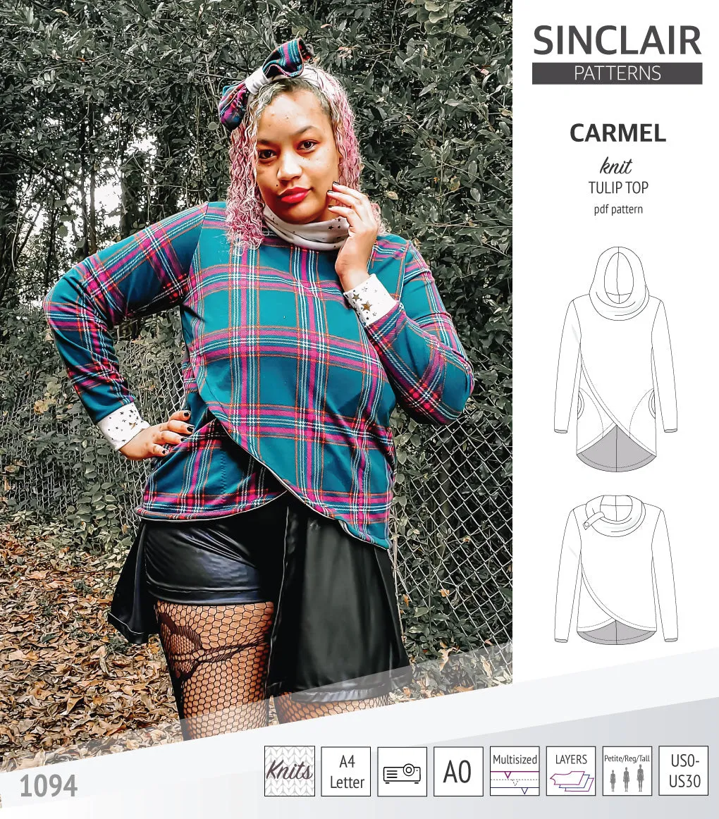 Carmel tulip style knit top with pockets (PDF)