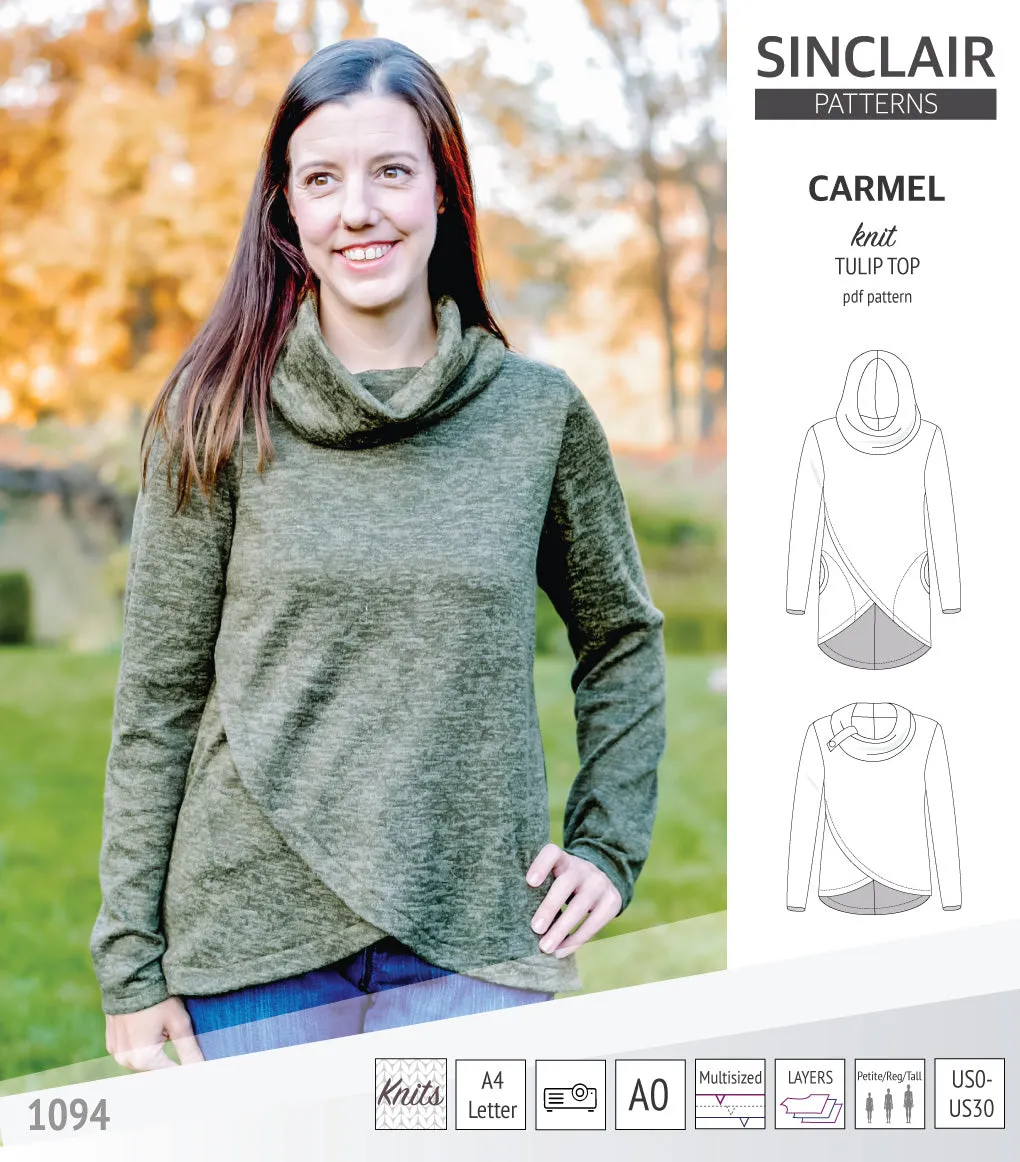 Carmel tulip style knit top with pockets (PDF)