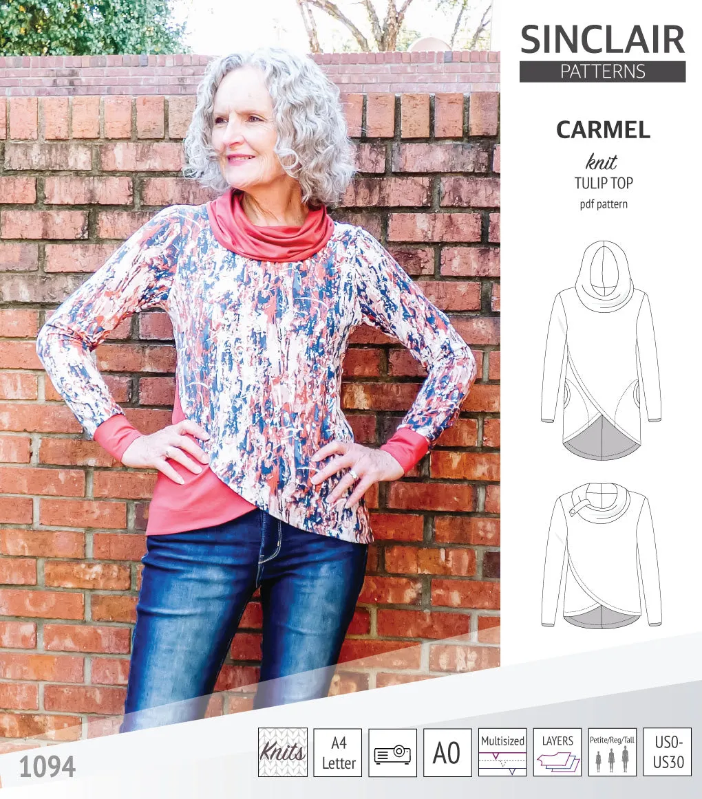 Carmel tulip style knit top with pockets (PDF)