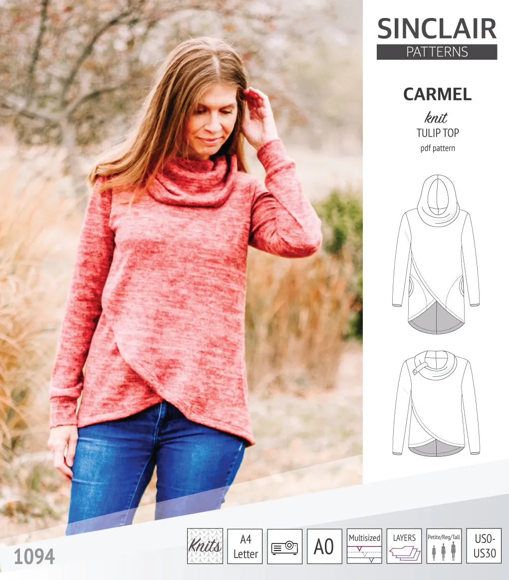 Carmel tulip style knit top with pockets (PDF)