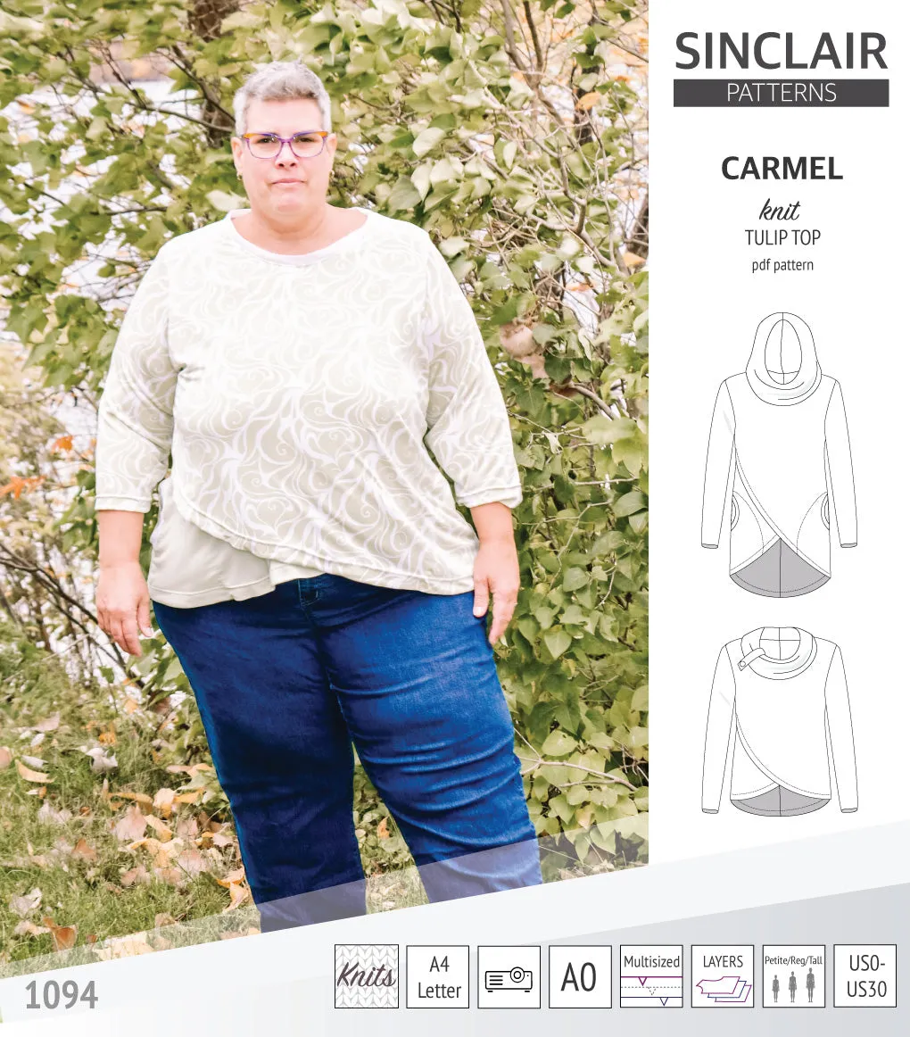 Carmel tulip style knit top with pockets (PDF)