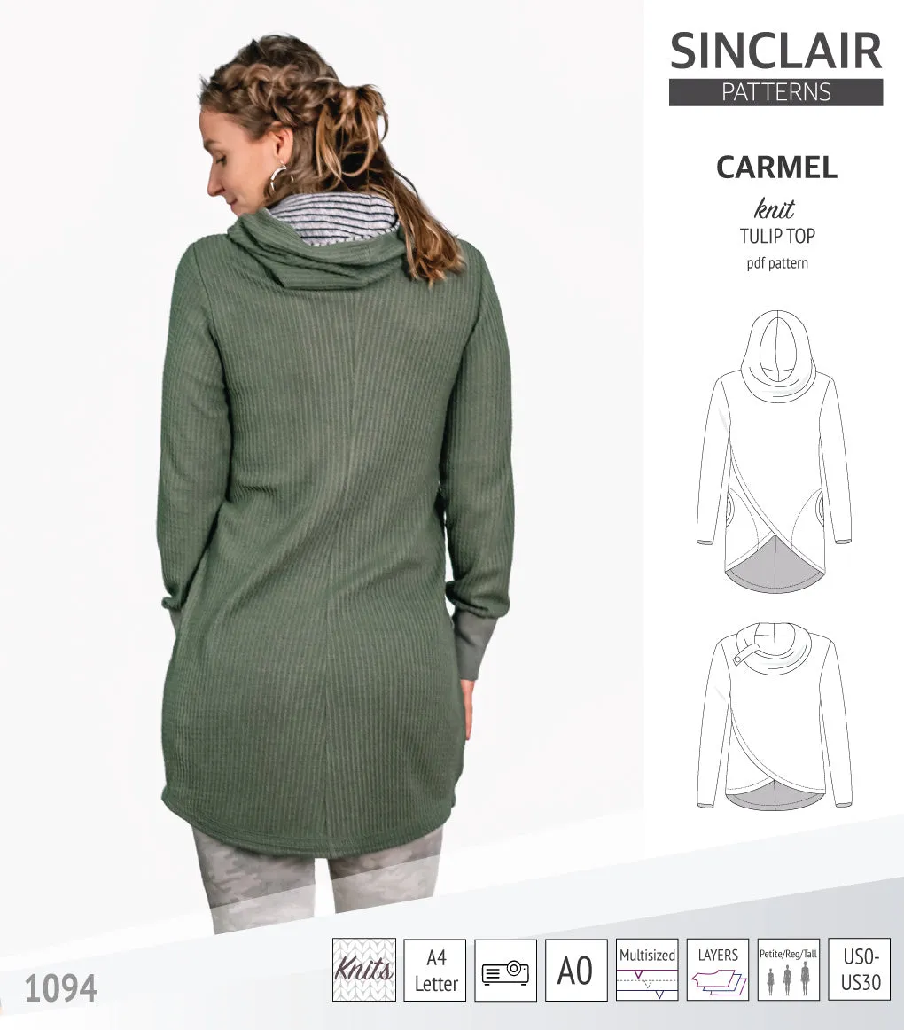 Carmel tulip style knit top with pockets (PDF)