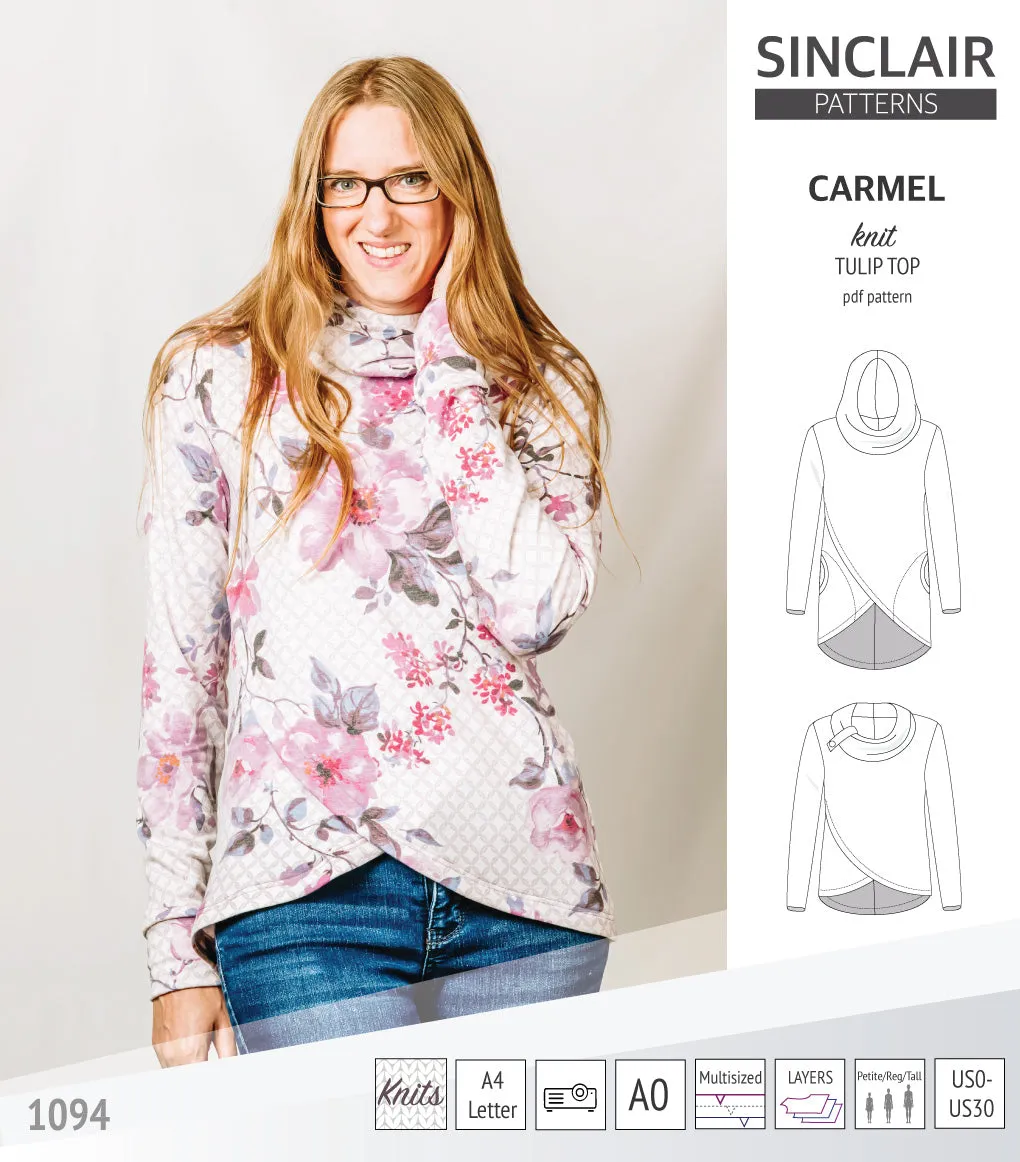 Carmel tulip style knit top with pockets (PDF)