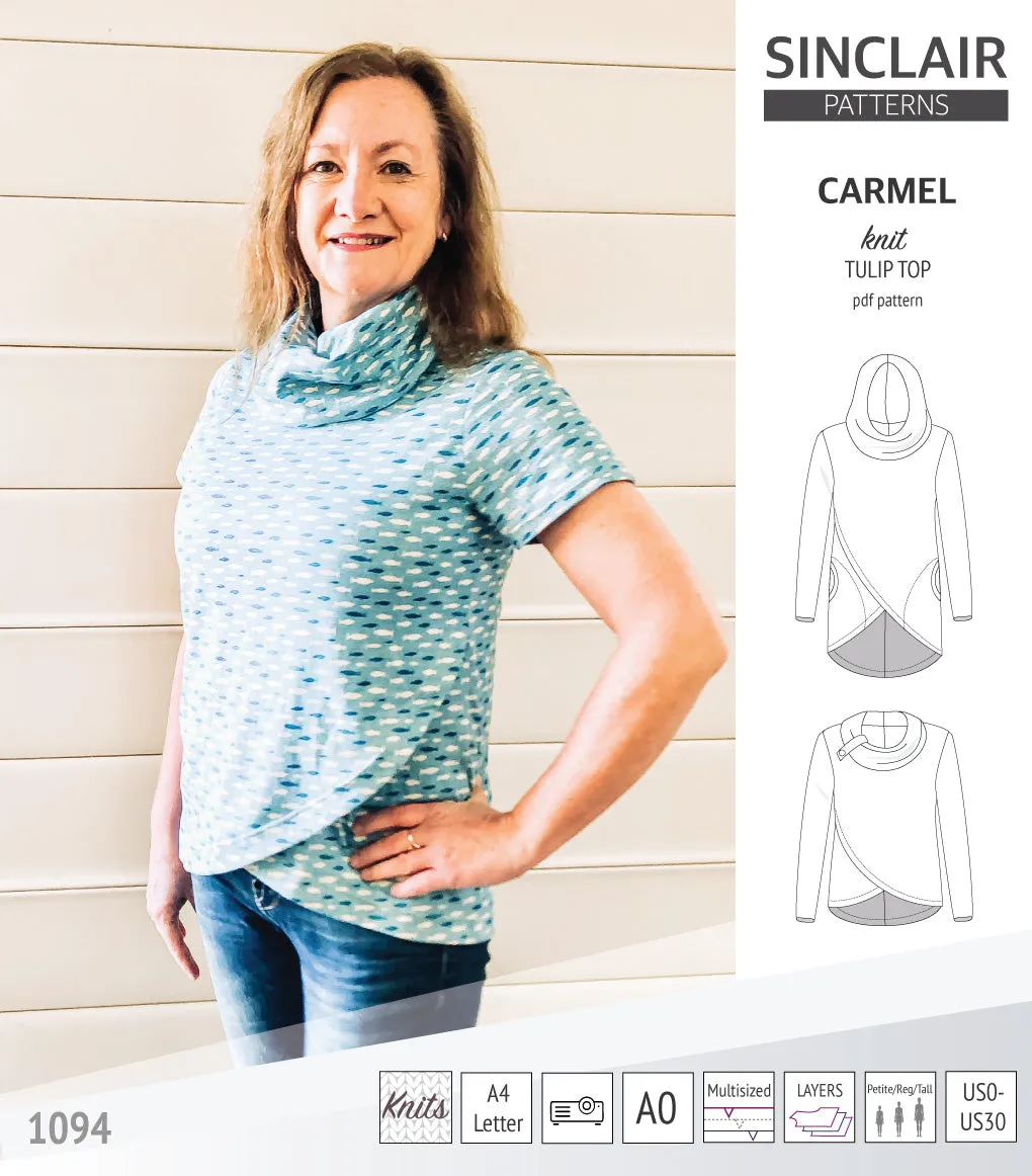 Carmel tulip style knit top with pockets (PDF)
