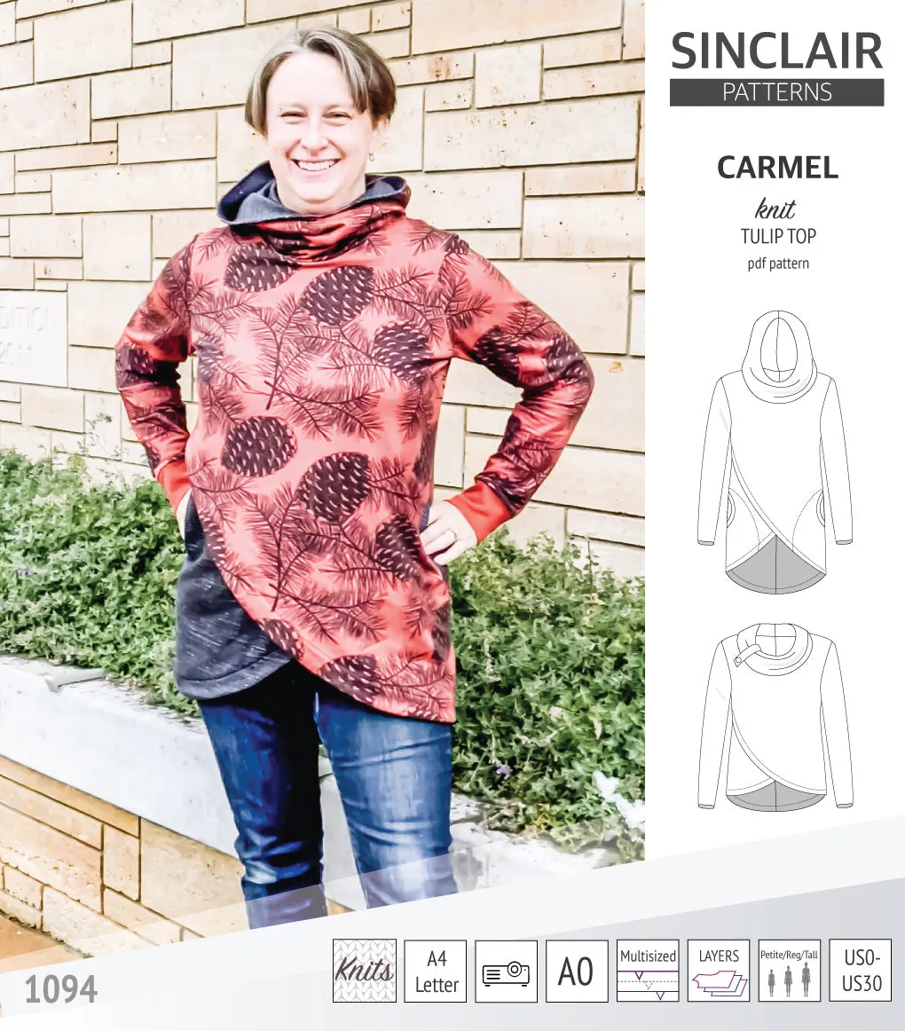 Carmel tulip style knit top with pockets (PDF)