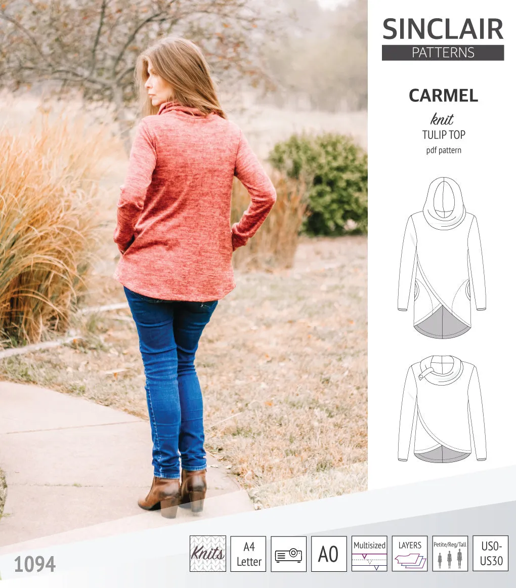 Carmel tulip style knit top with pockets (PDF)