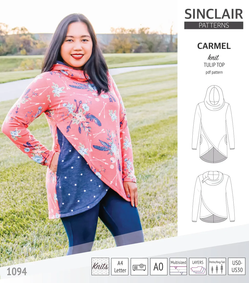 Carmel tulip style knit top with pockets (PDF)