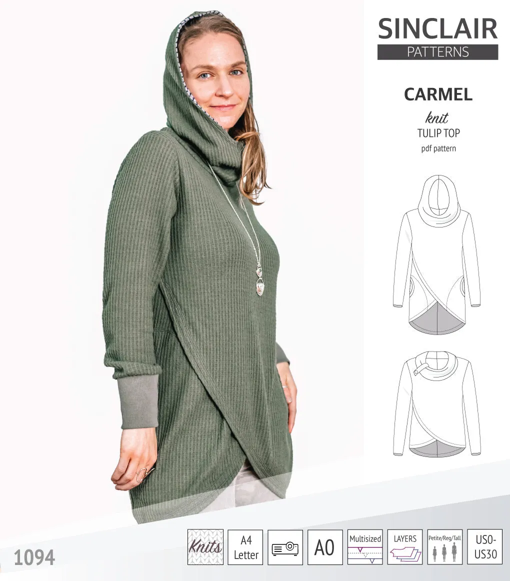 Carmel tulip style knit top with pockets (PDF)