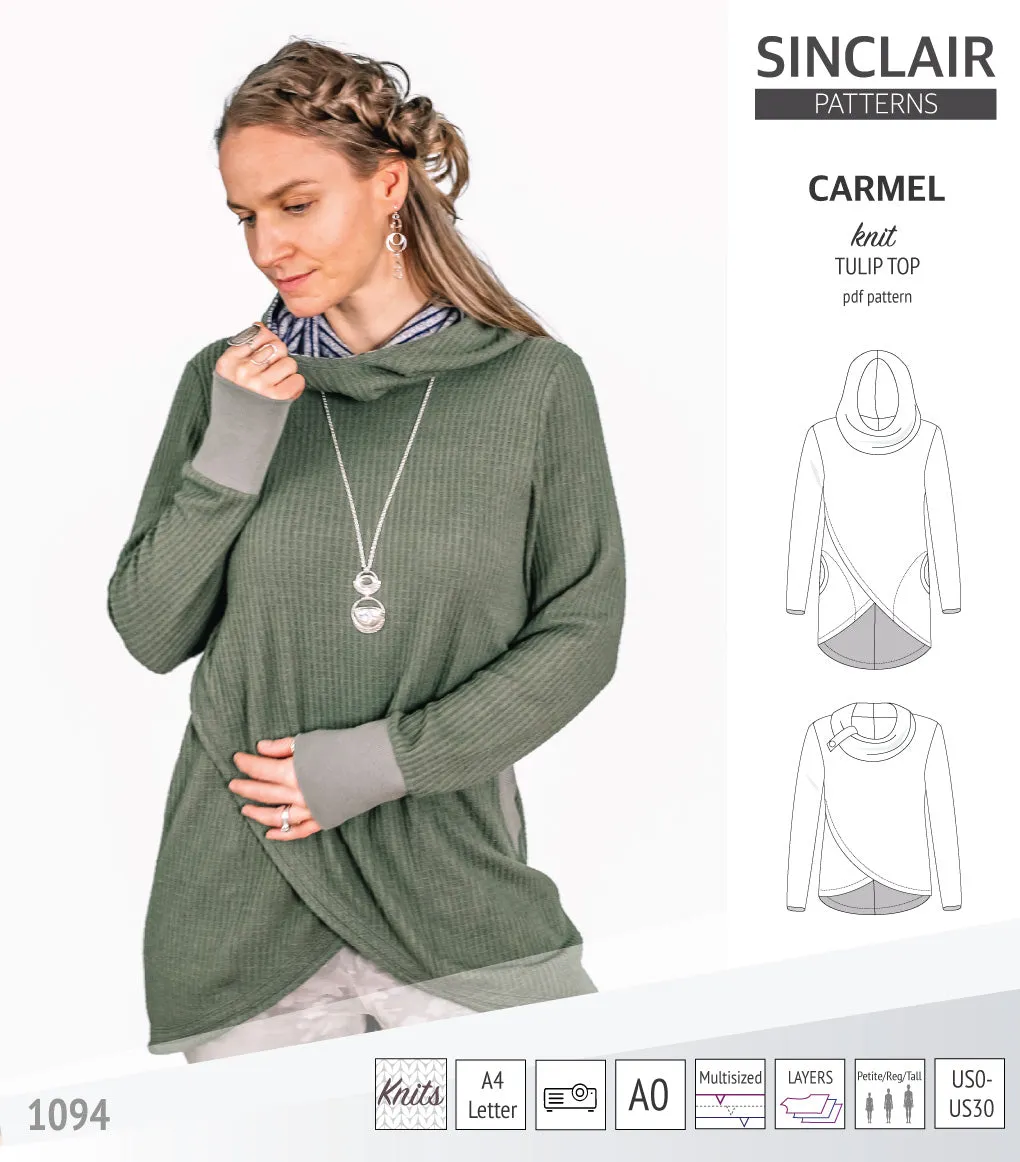 Carmel tulip style knit top with pockets (PDF)