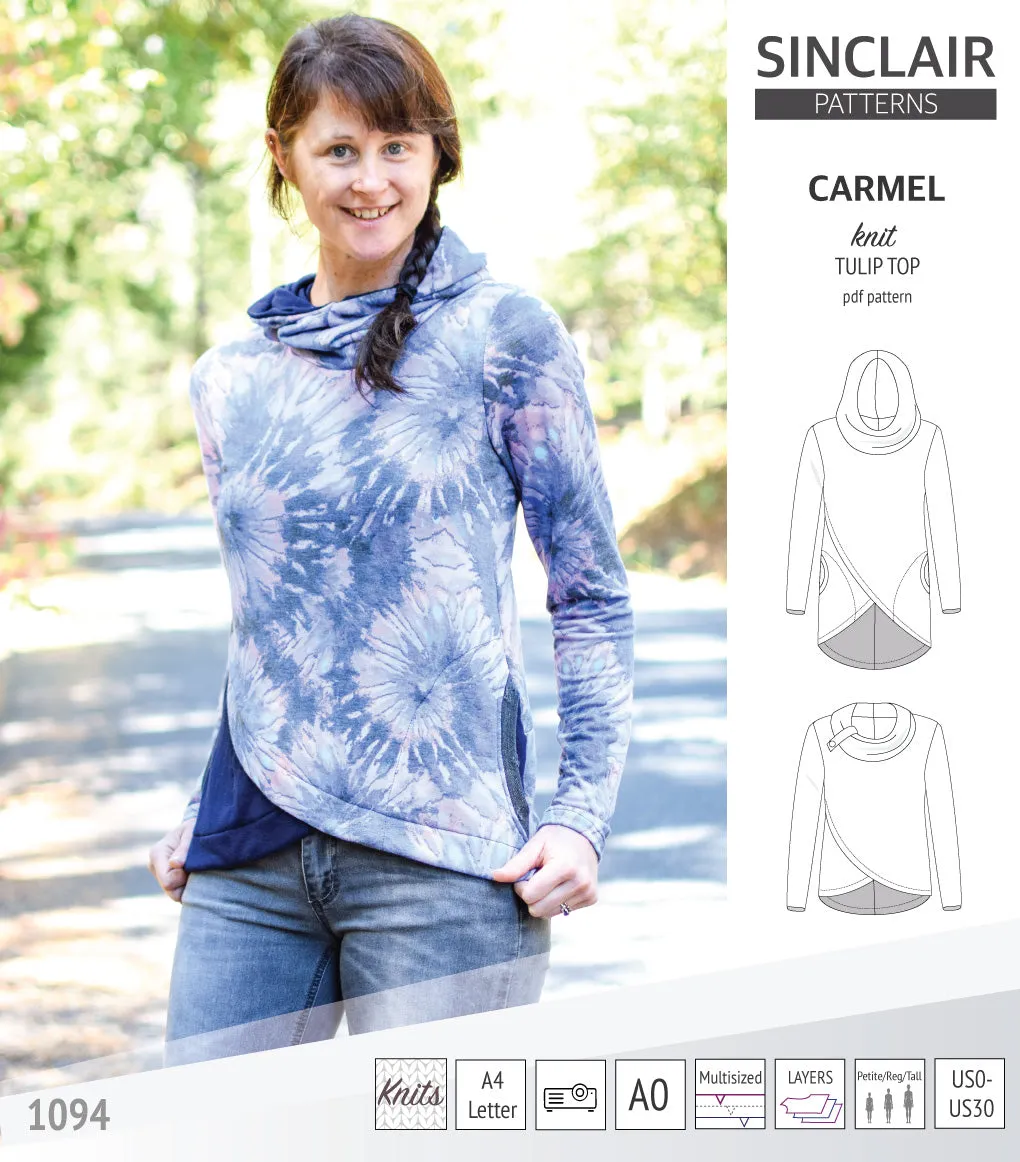 Carmel tulip style knit top with pockets (PDF)