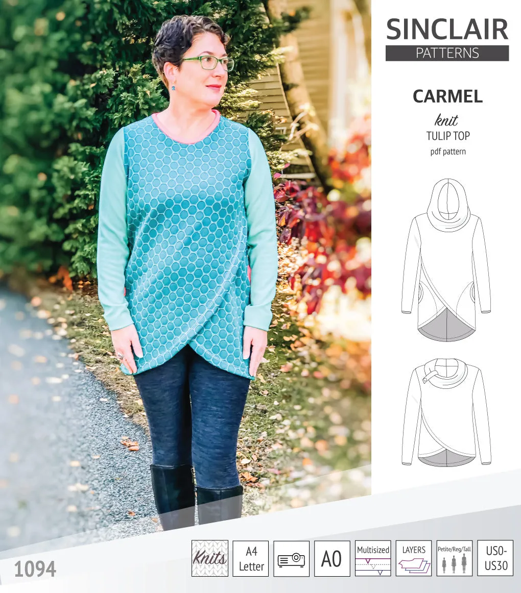 Carmel tulip style knit top with pockets (PDF)