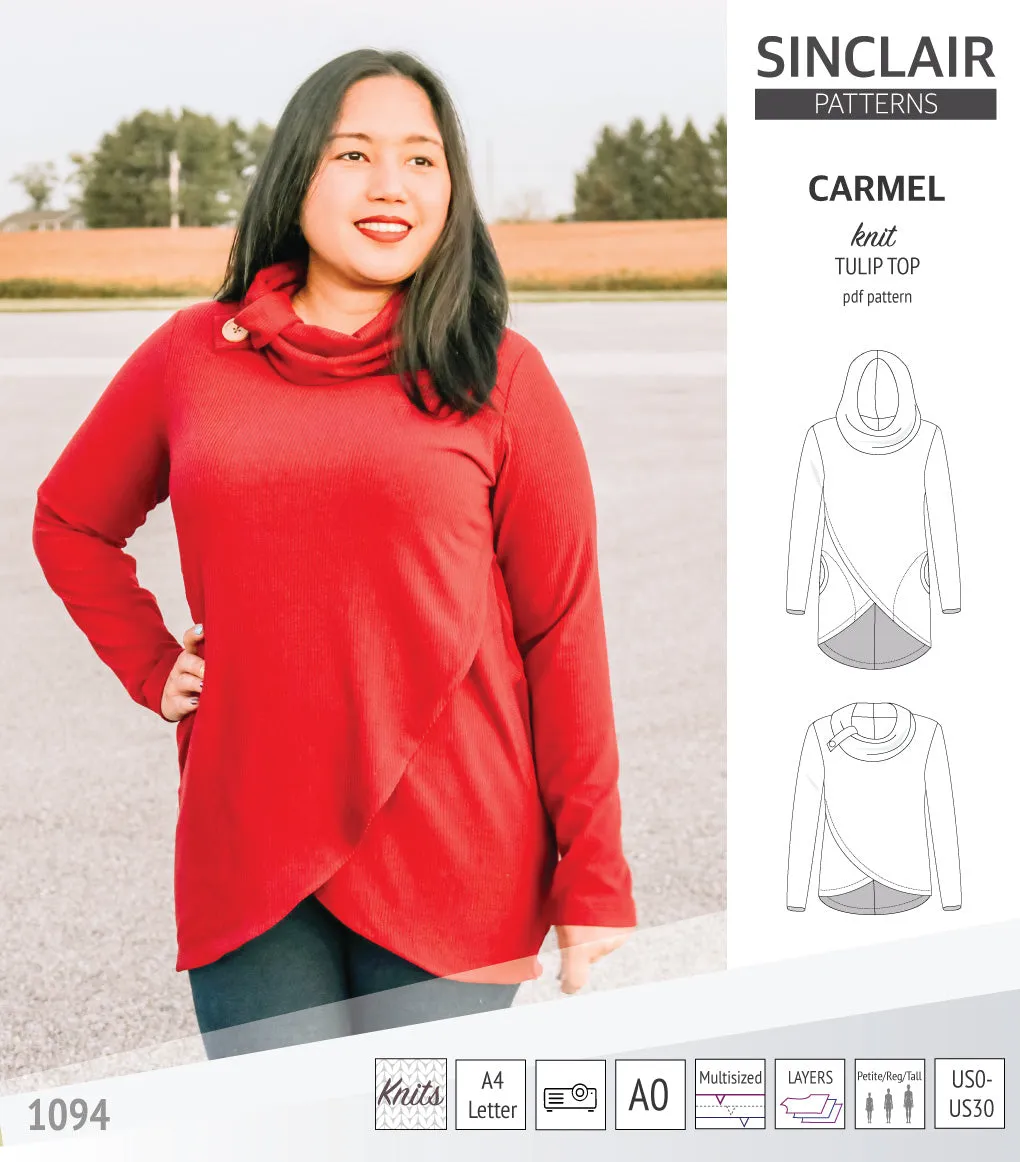 Carmel tulip style knit top with pockets (PDF)