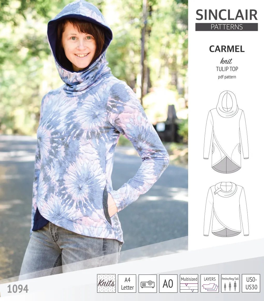 Carmel tulip style knit top with pockets (PDF)