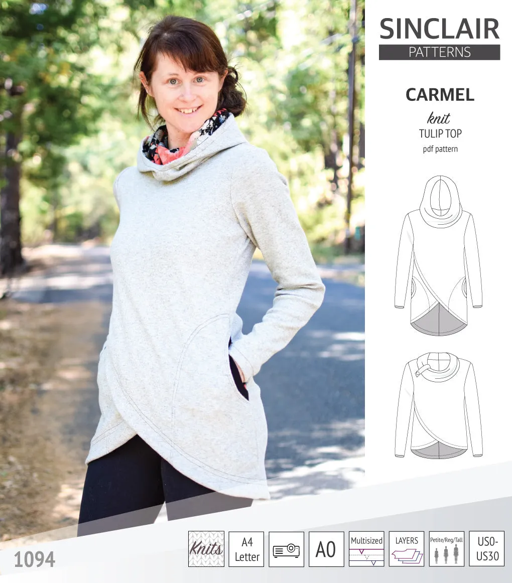 Carmel tulip style knit top with pockets (PDF)