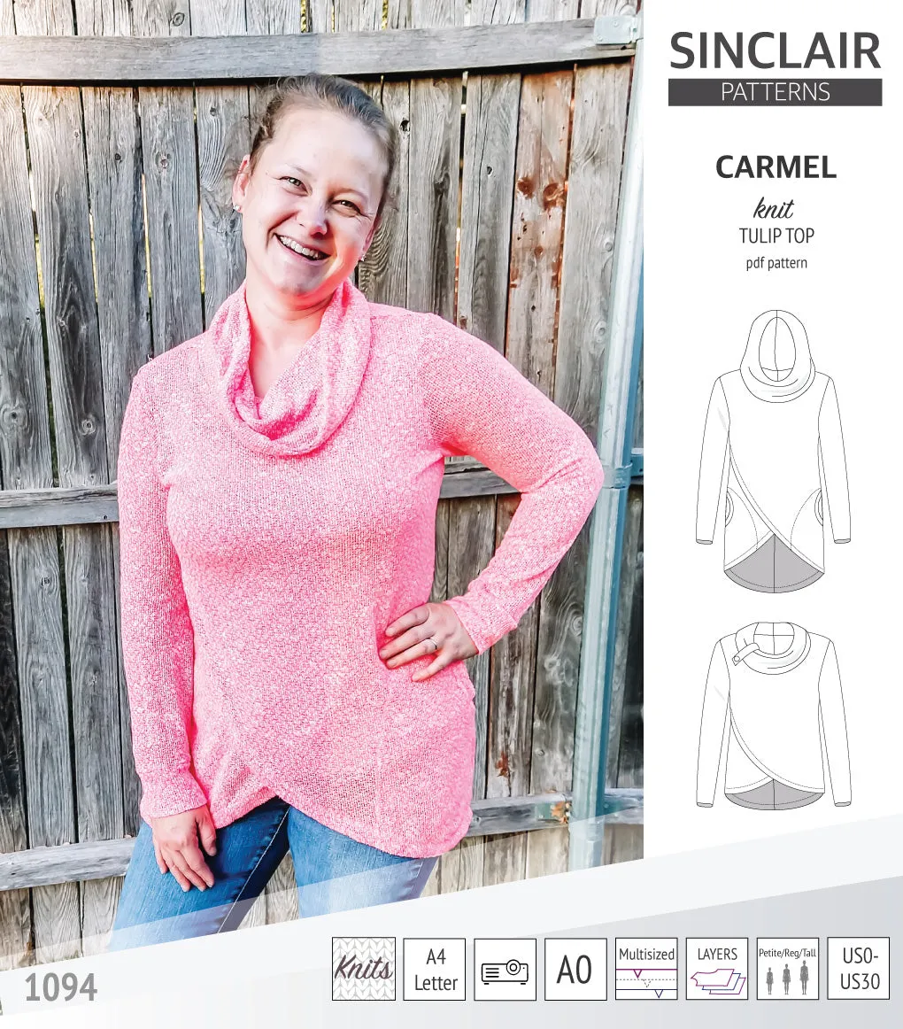 Carmel tulip style knit top with pockets (PDF)