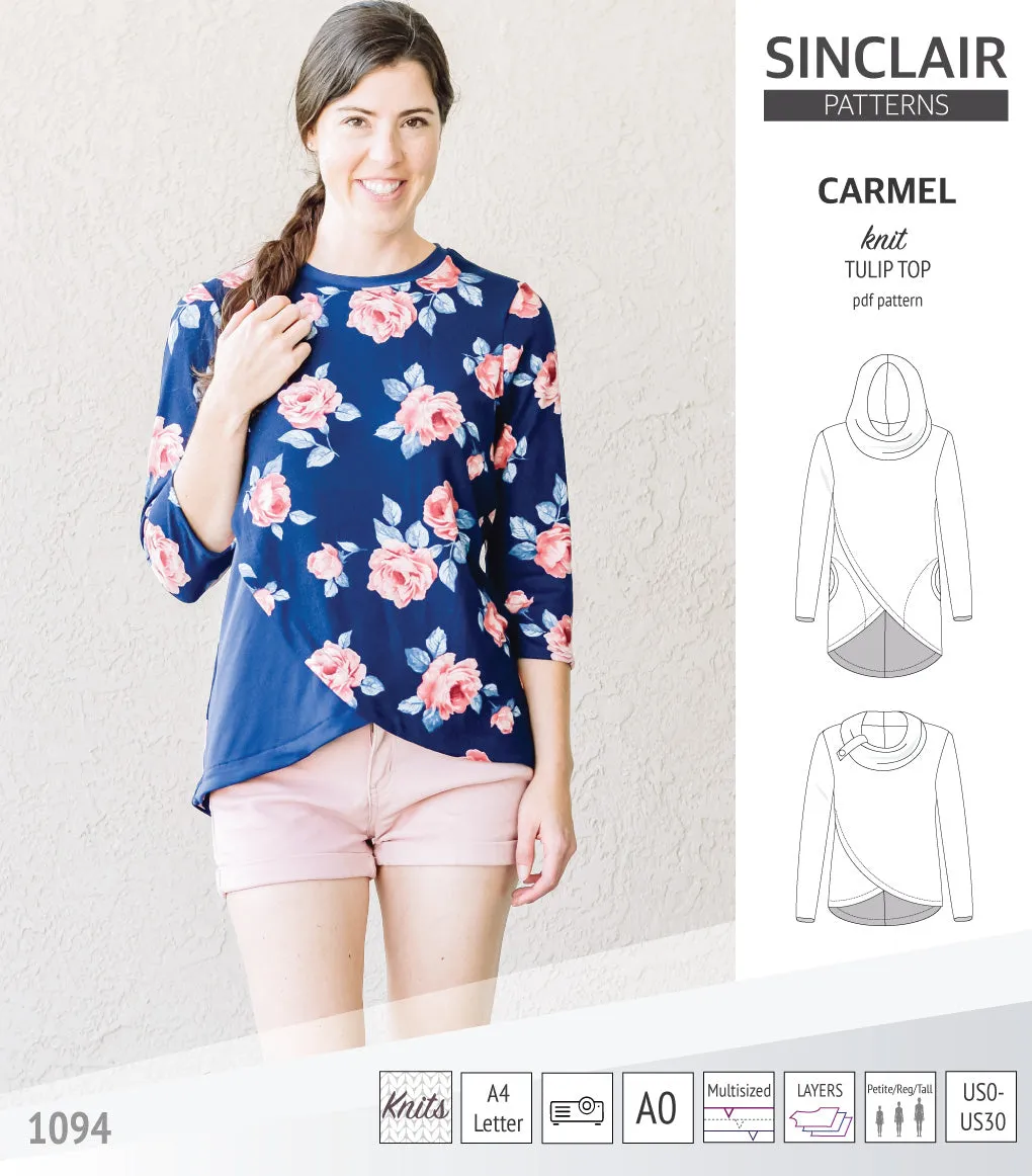 Carmel tulip style knit top with pockets (PDF)