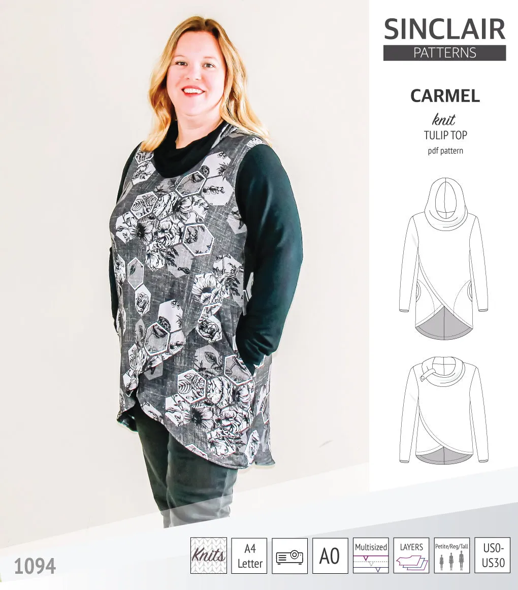 Carmel tulip style knit top with pockets (PDF)