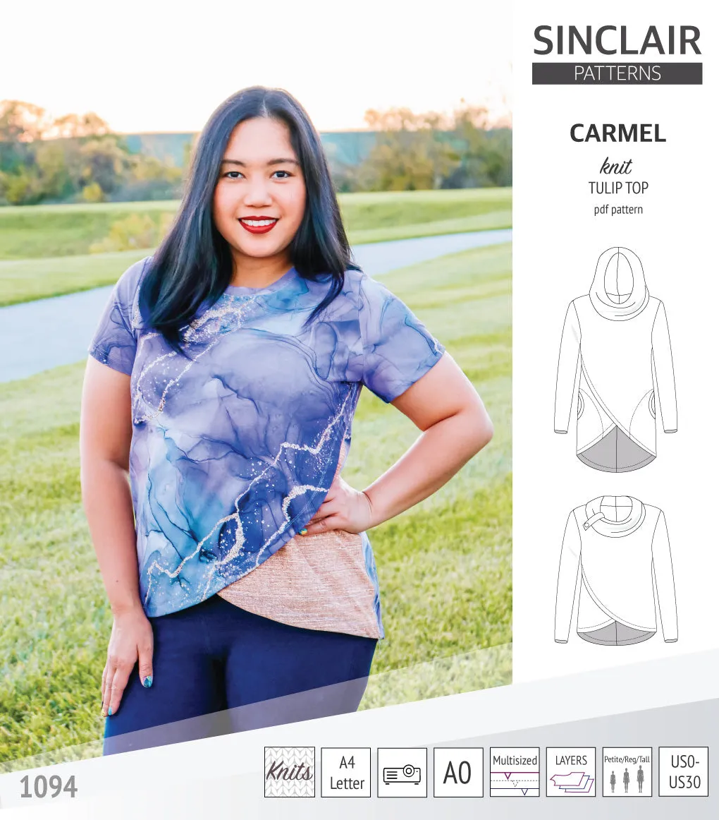 Carmel tulip style knit top with pockets (PDF)
