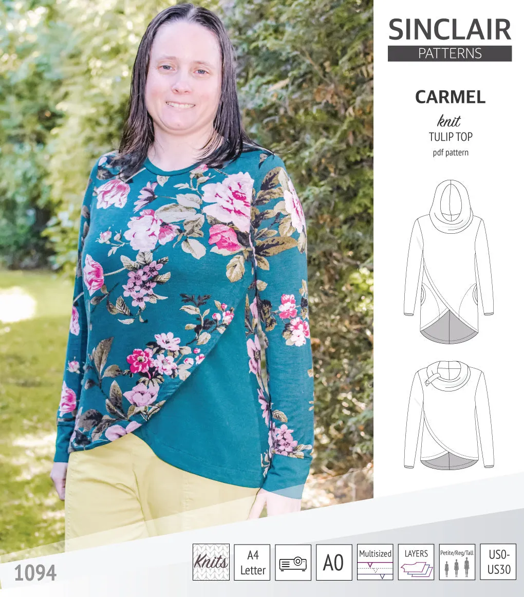 Carmel tulip style knit top with pockets (PDF)
