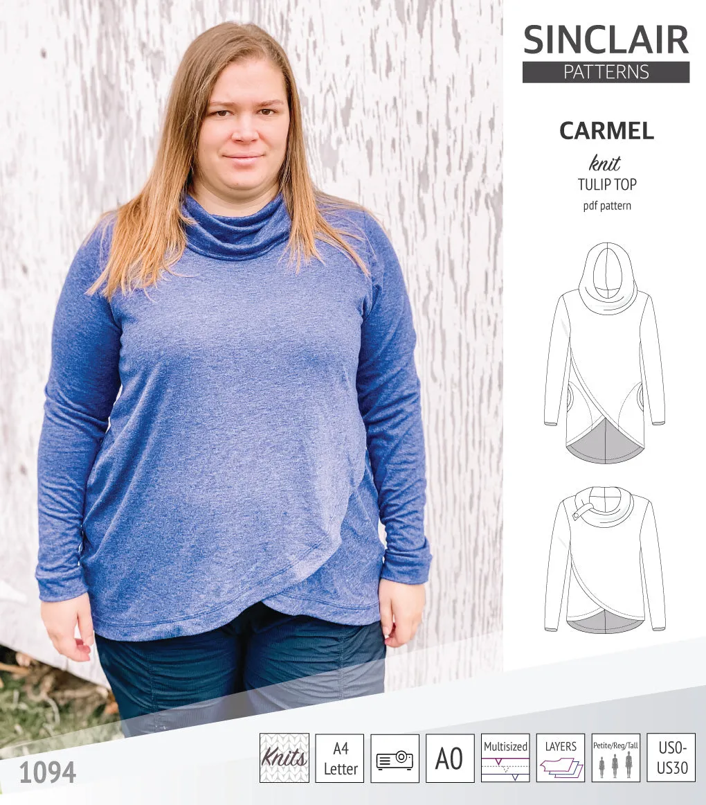Carmel tulip style knit top with pockets (PDF)
