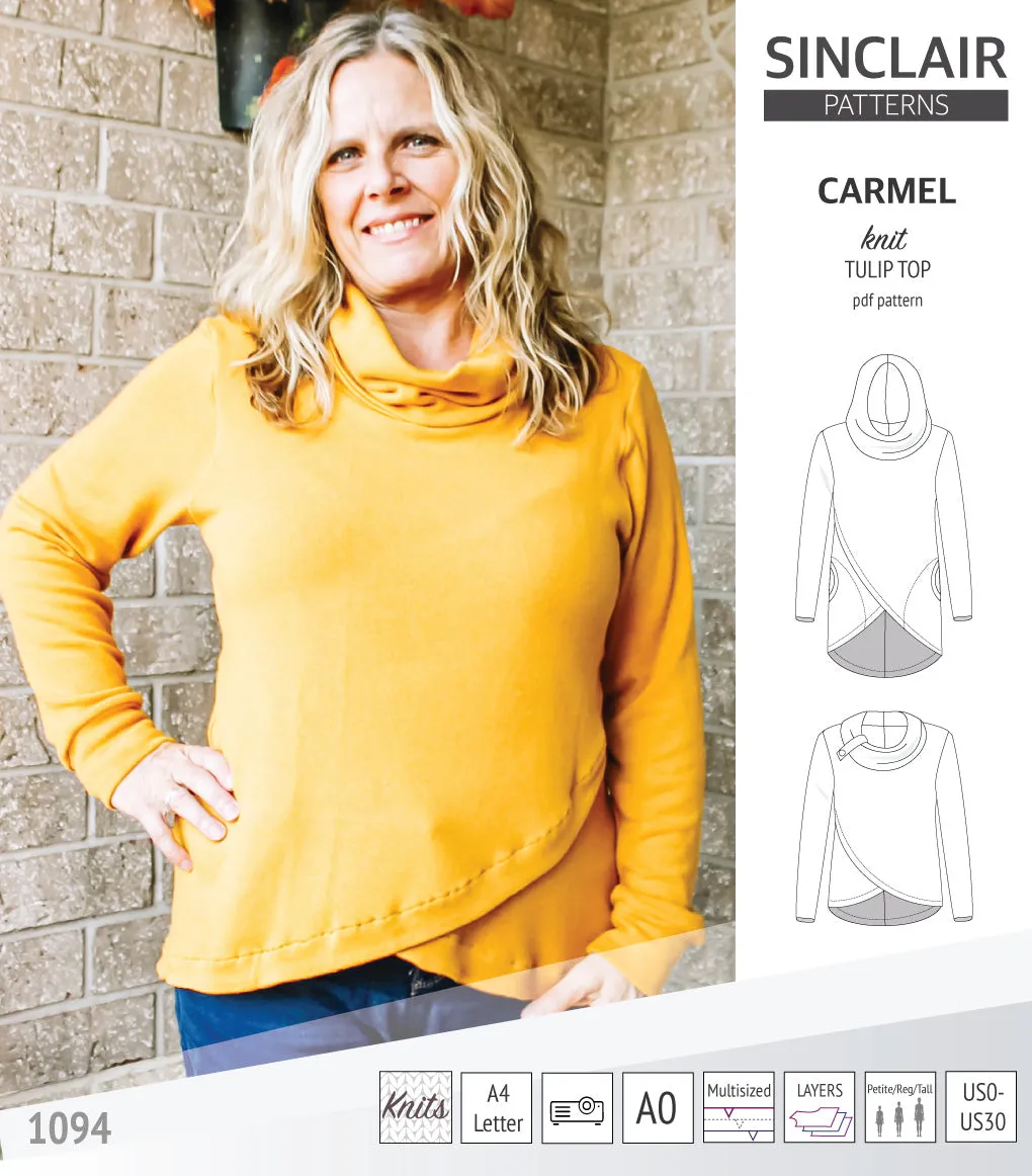 Carmel tulip style knit top with pockets (PDF)