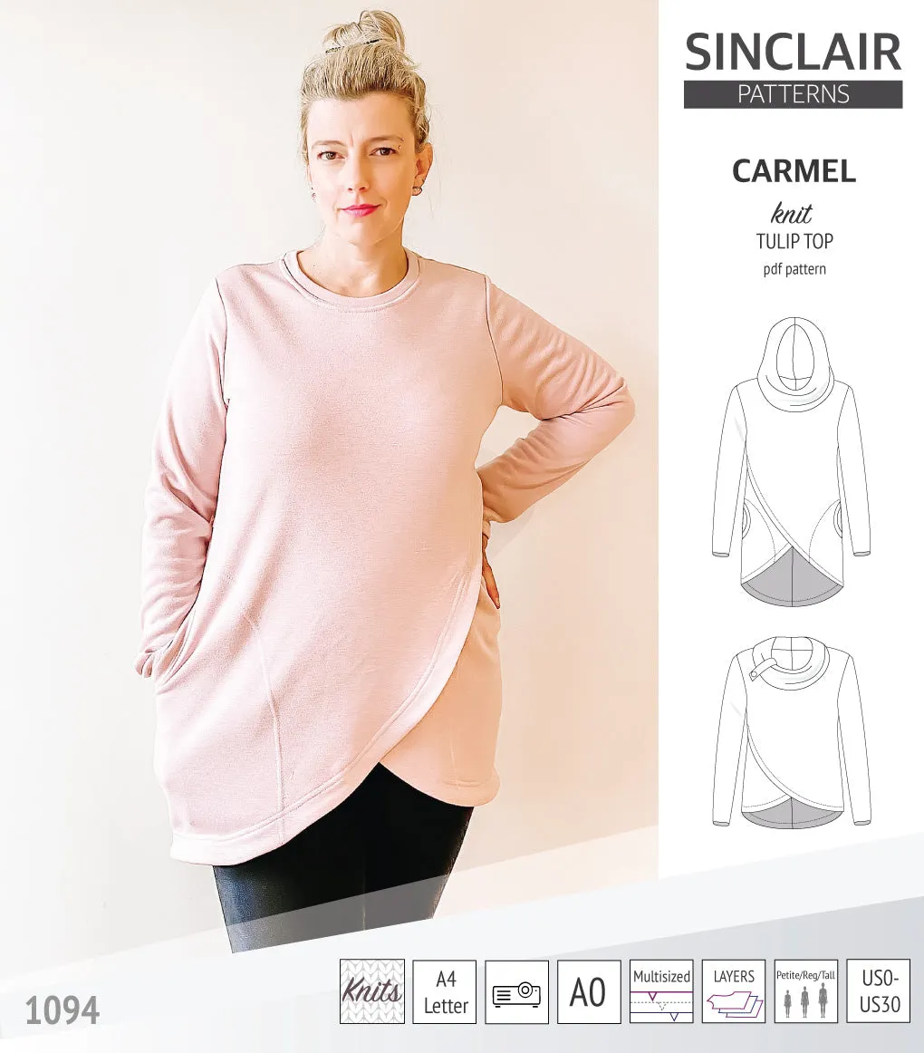 Carmel tulip style knit top with pockets (PDF)