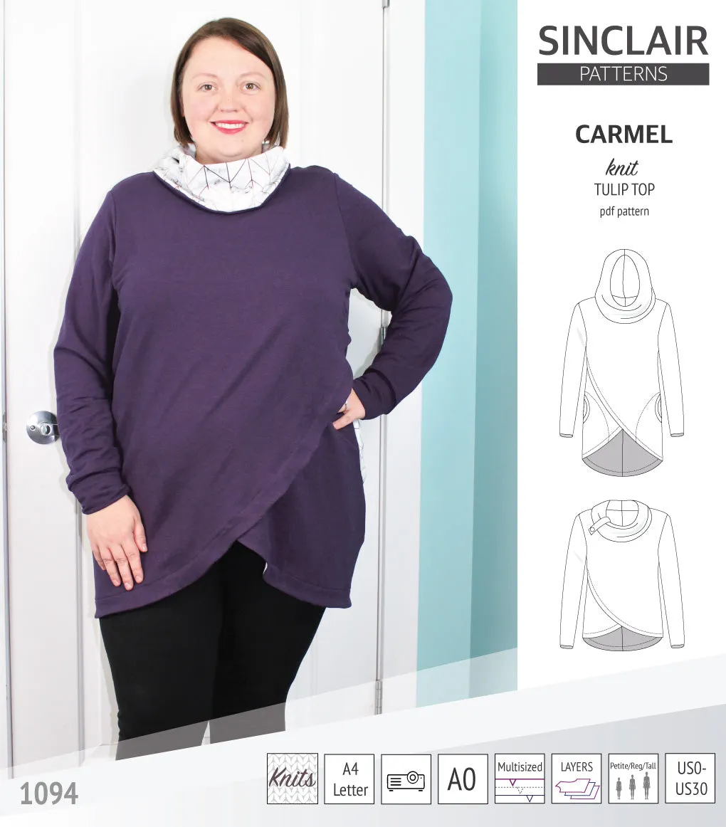 Carmel tulip style knit top with pockets (PDF)