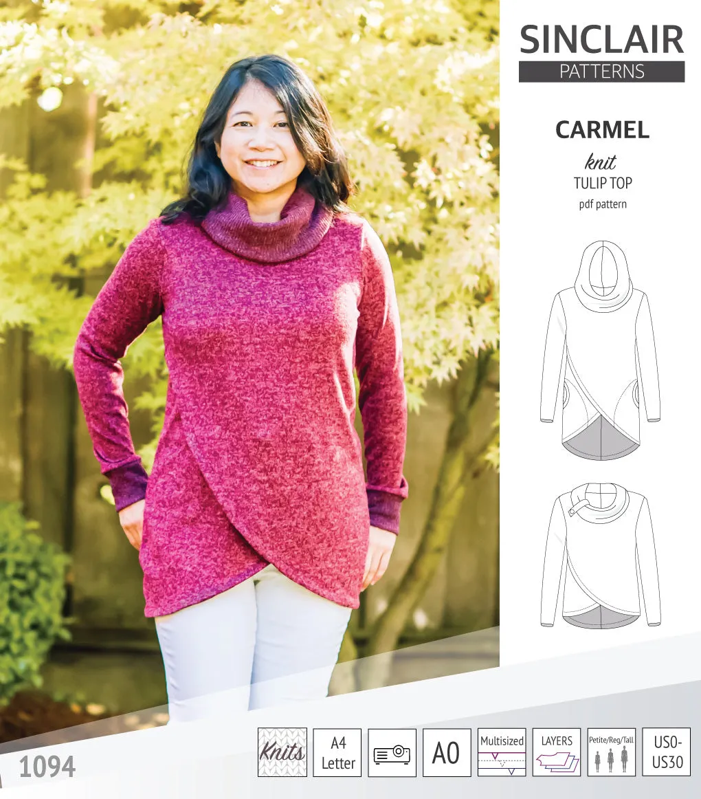 Carmel tulip style knit top with pockets (PDF)