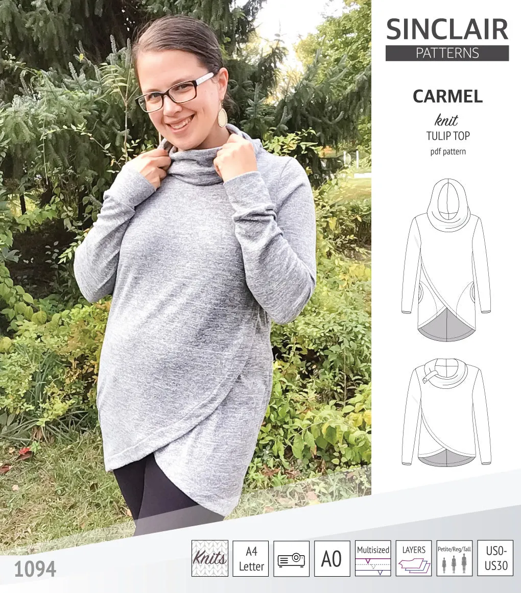 Carmel tulip style knit top with pockets (PDF)
