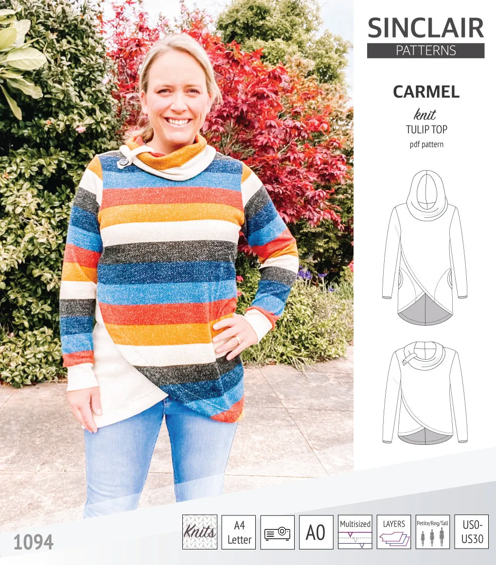 Carmel tulip style knit top with pockets (PDF)