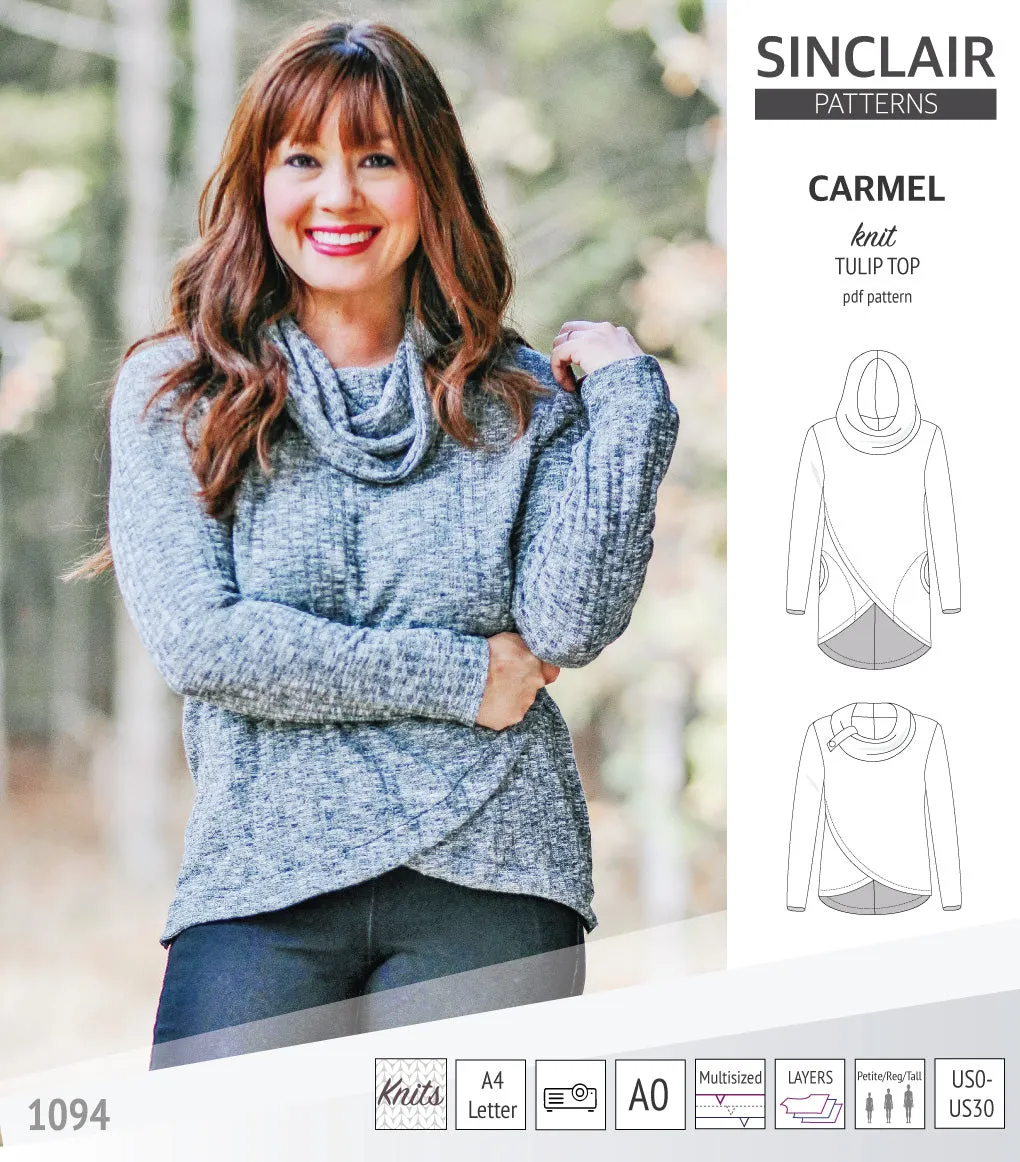 Carmel tulip style knit top with pockets (PDF)