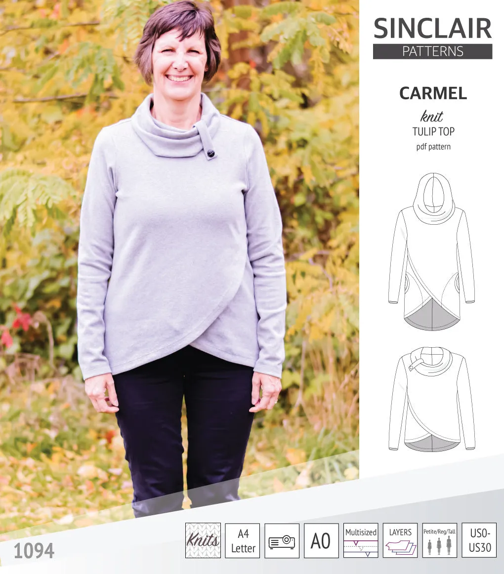 Carmel tulip style knit top with pockets (PDF)
