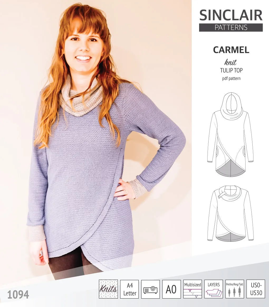 Carmel tulip style knit top with pockets (PDF)