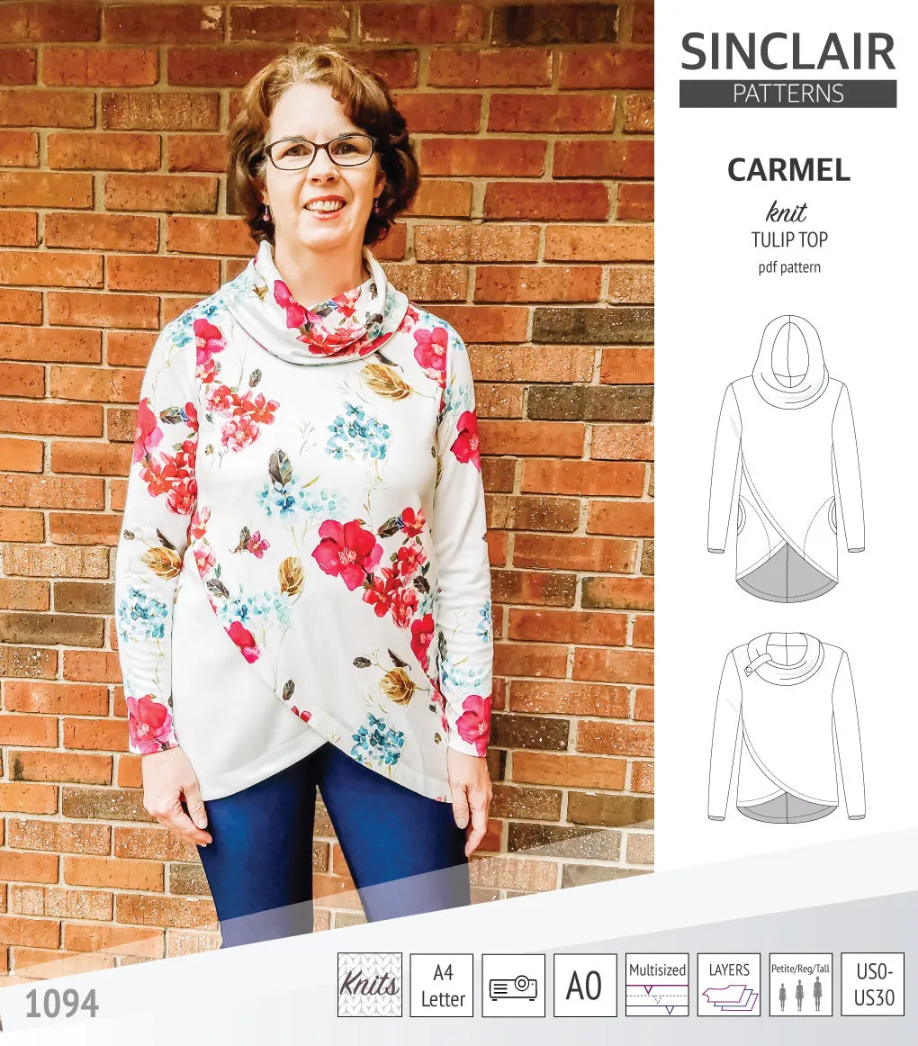 Carmel tulip style knit top with pockets (PDF)