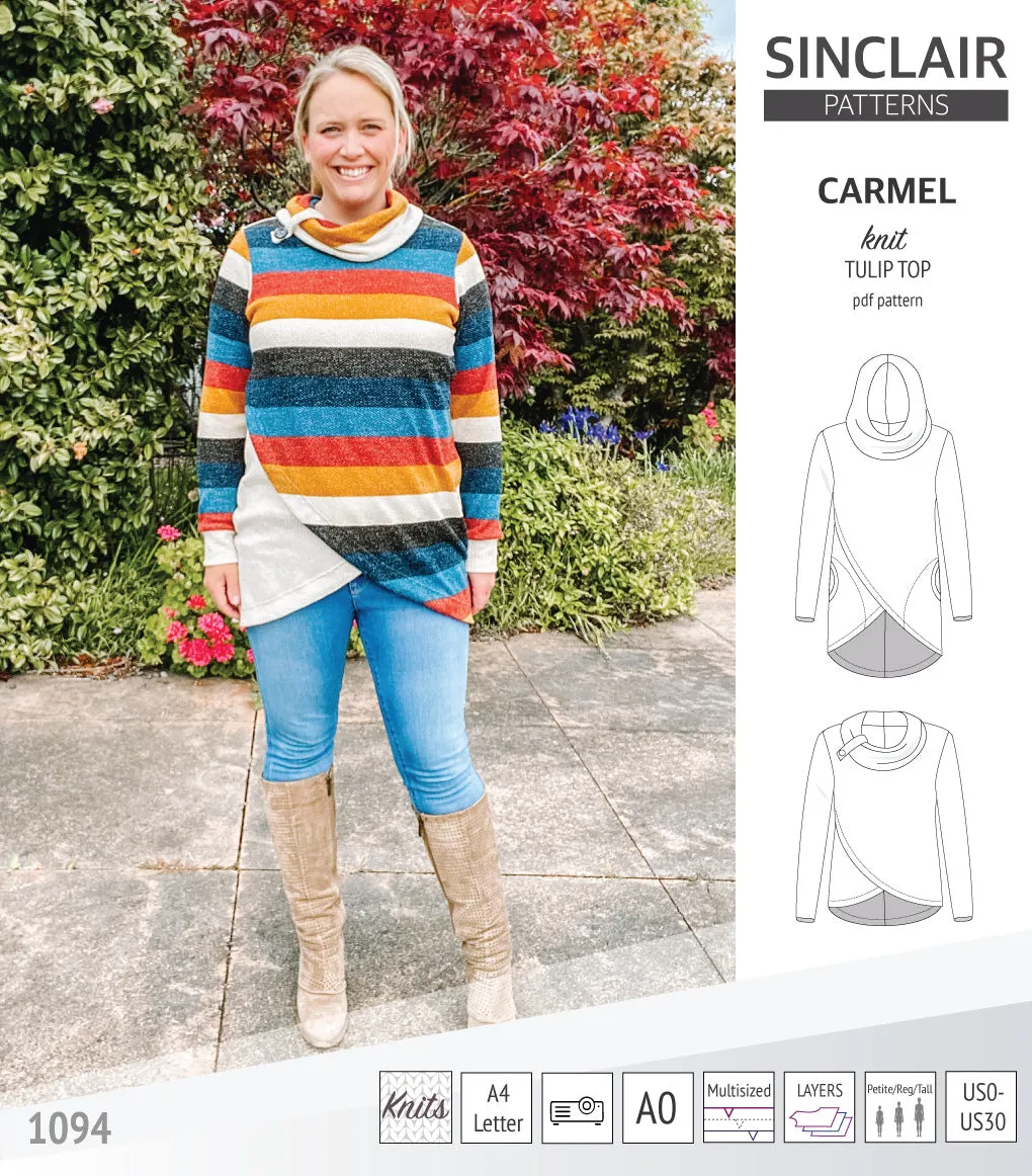 Carmel tulip style knit top with pockets (PDF)