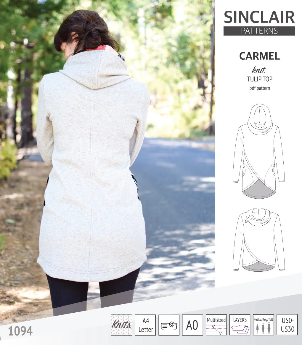Carmel tulip style knit top with pockets (PDF)