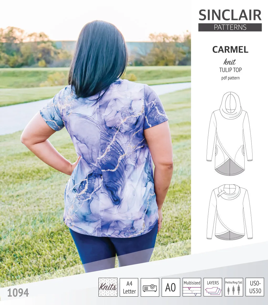 Carmel tulip style knit top with pockets (PDF)
