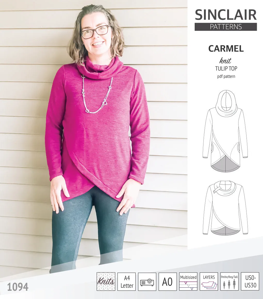 Carmel tulip style knit top with pockets (PDF)