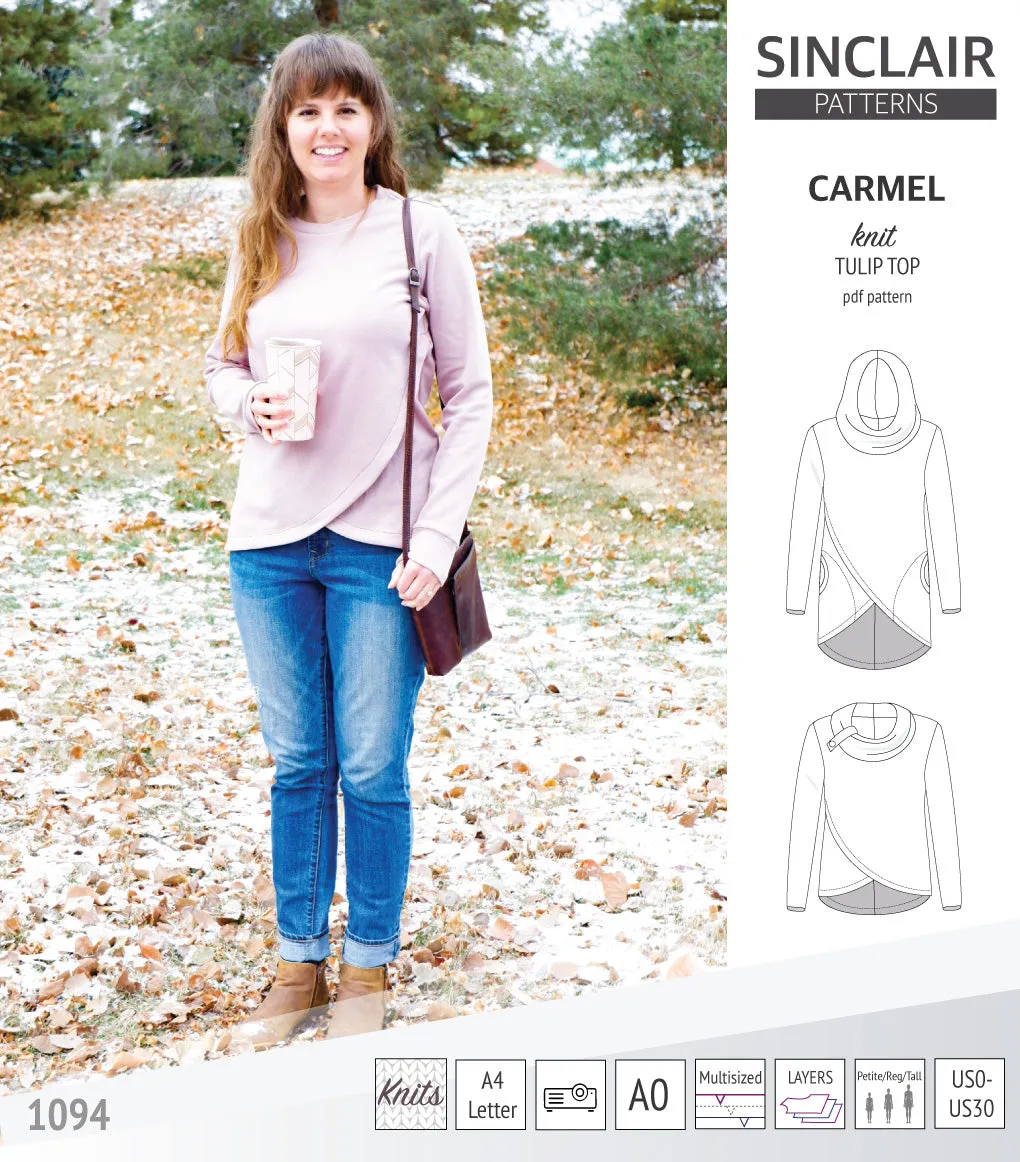 Carmel tulip style knit top with pockets (PDF)
