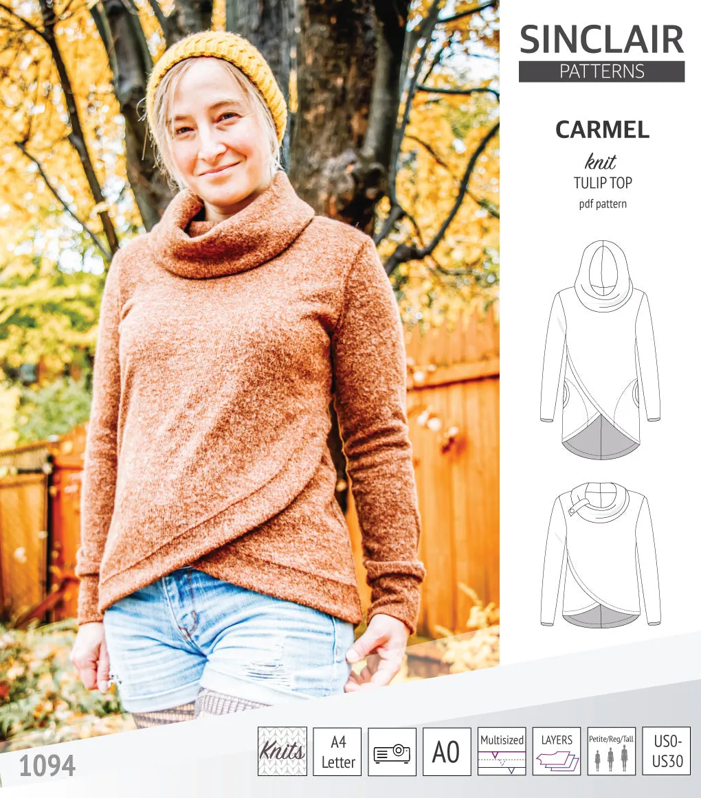 Carmel tulip style knit top with pockets (PDF)