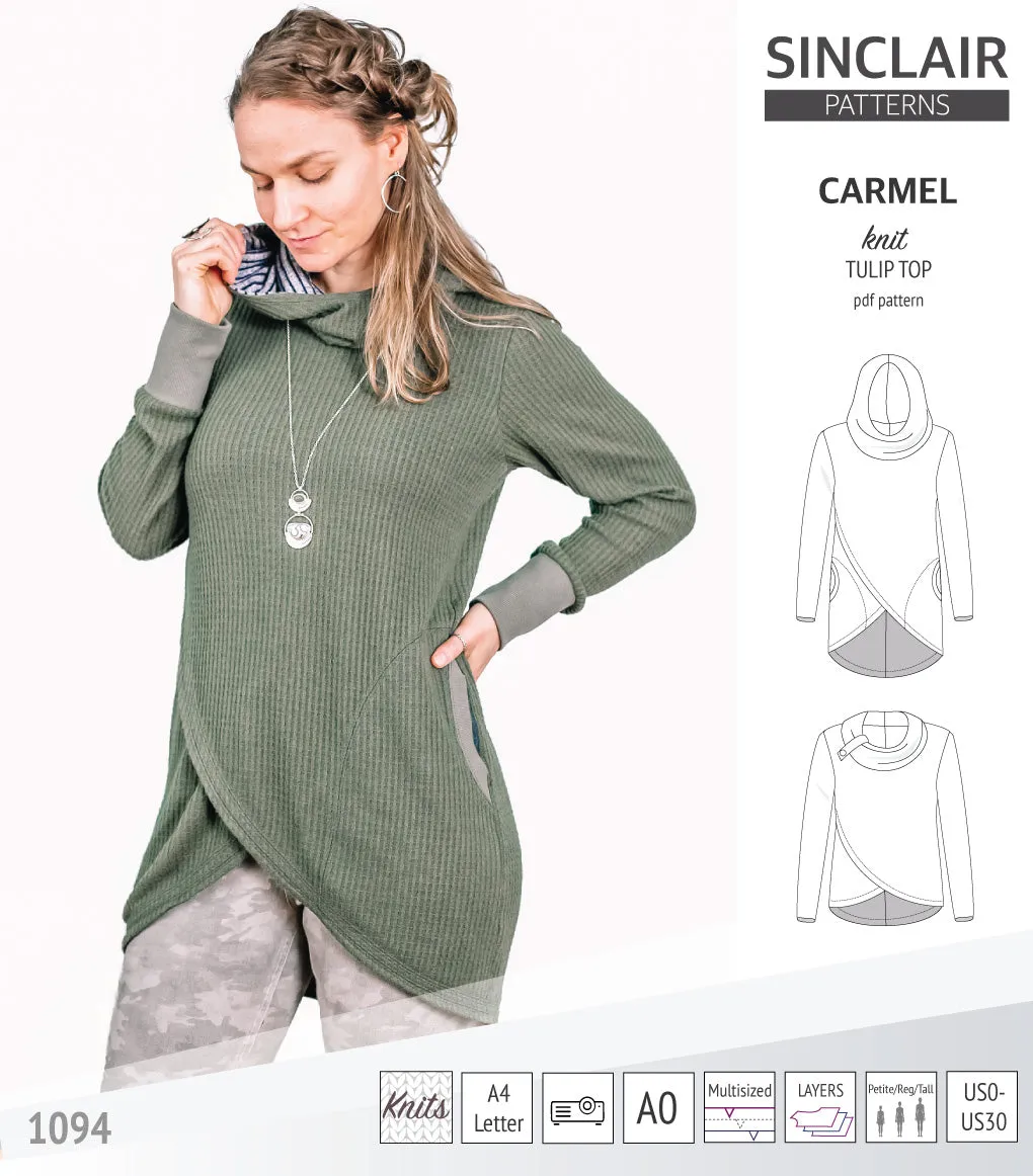 Carmel tulip style knit top with pockets (PDF)