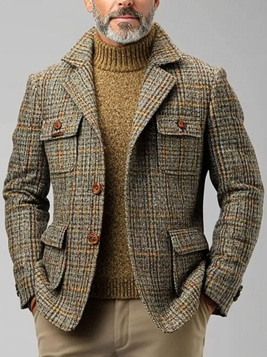 Casual Vintage Plaid Men’s Jacket