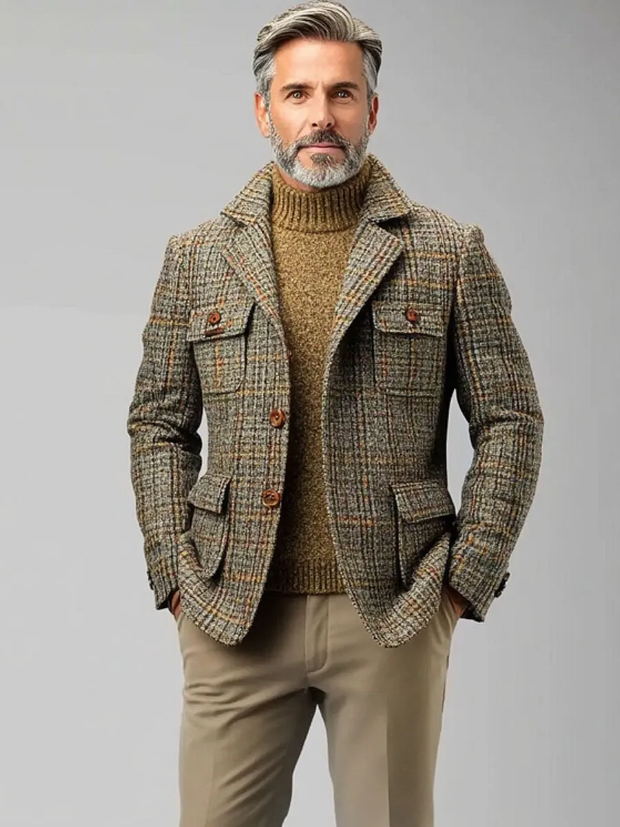 Casual Vintage Plaid Men’s Jacket