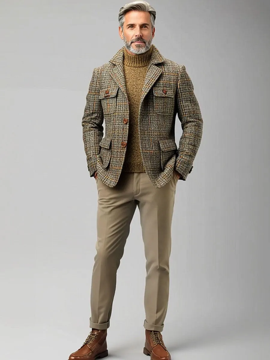Casual Vintage Plaid Men’s Jacket