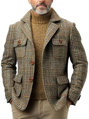 Casual Vintage Plaid Men’s Jacket