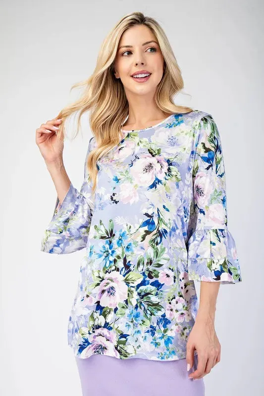 Celeste Full Size Floral Layering Tops with None Slip Sleeves Plus Size